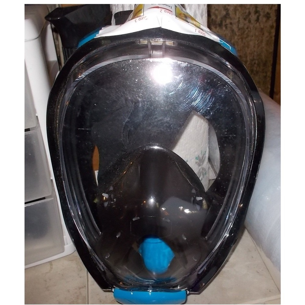 Viginsul Full Face Snorkel Mask Anti-Fog Anti-Leak Panoramic View Black Blue NEW